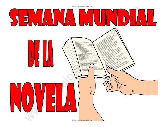 Semana Mundial de la Novela dibujo a color y para colorear